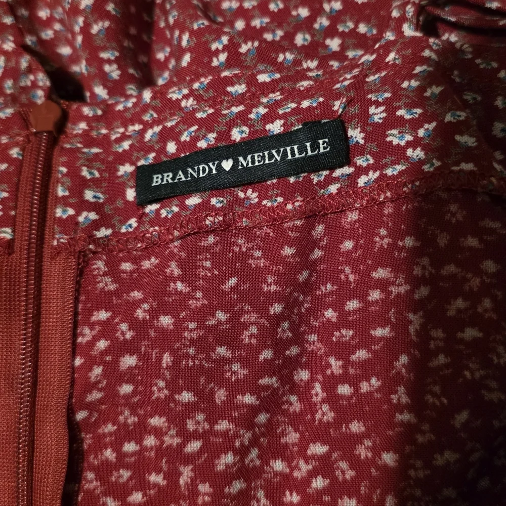 Brandy Melville Red Floral Mini Dress Tie Back - Picture 3 of 5
